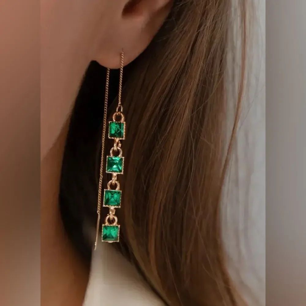 Gemstone drop earrings A908